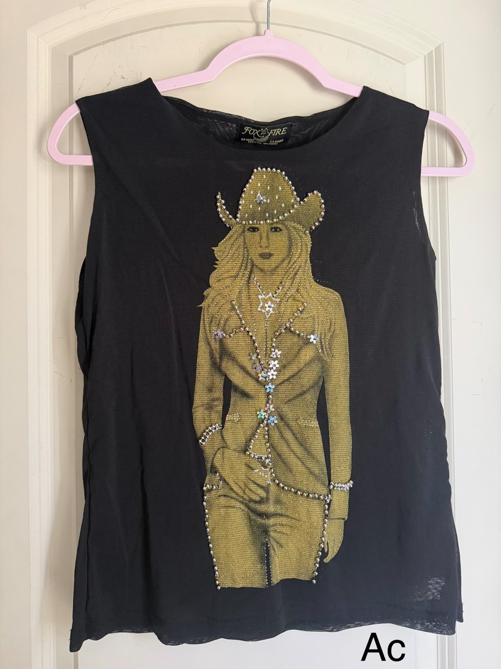 Women’s Black Graphic Tank Top Gold Cowgirl Design western boho cowgirl country